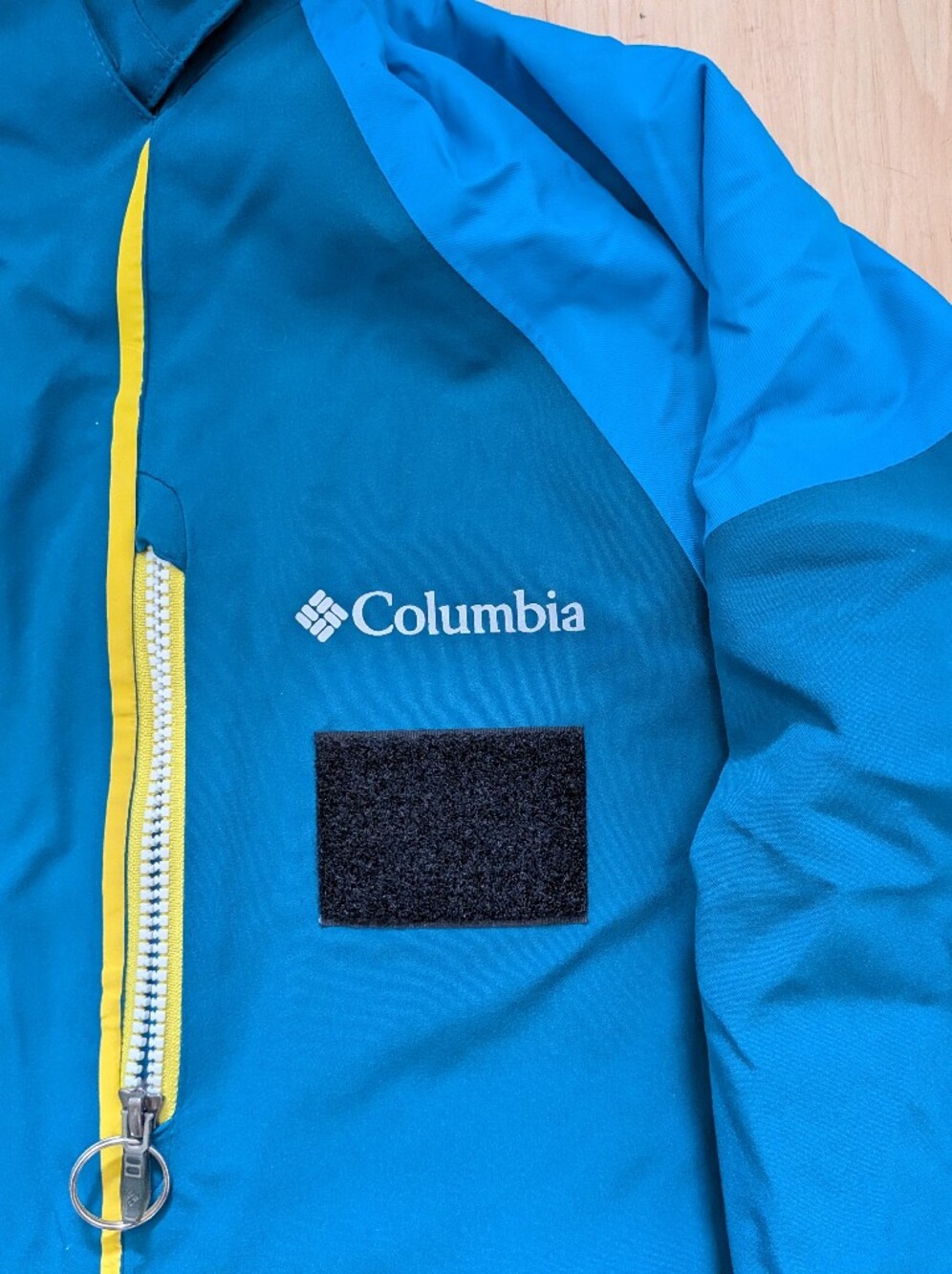 Columbia Sportswear Omni-Tech Ski Jacket Blue Teal Yellow Men's Medium - Picture 2 of 4